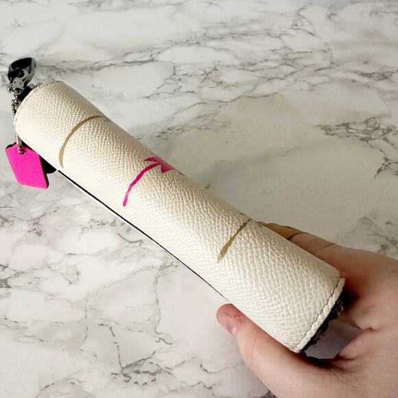 Coach Multicolor Zigzag Zip Wristlet - Yellow, Pink, Black, Tan, White - Picture 8 of 14